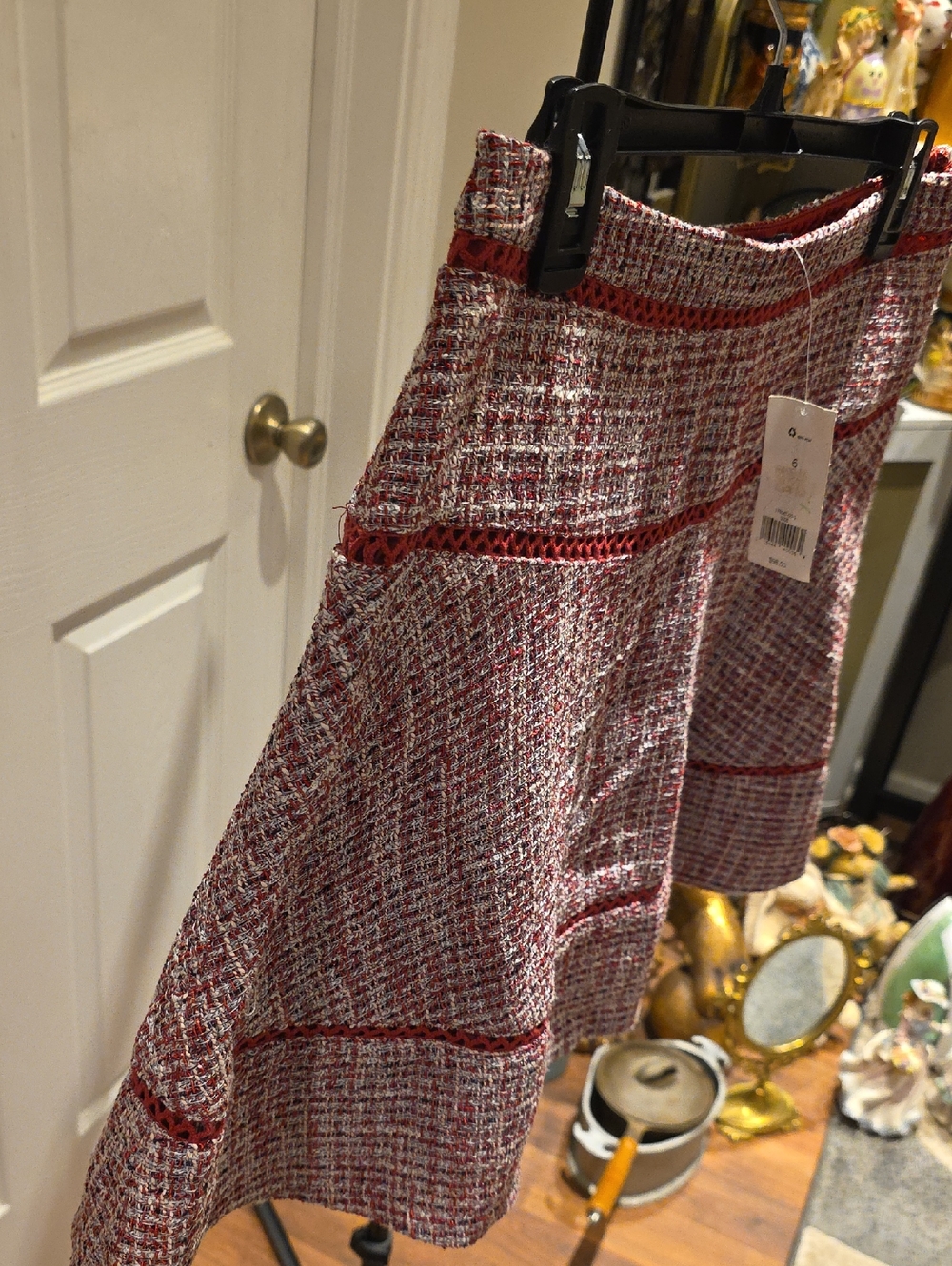 Banana Republic Burgundy Tweed Skirt with Multitone Weave